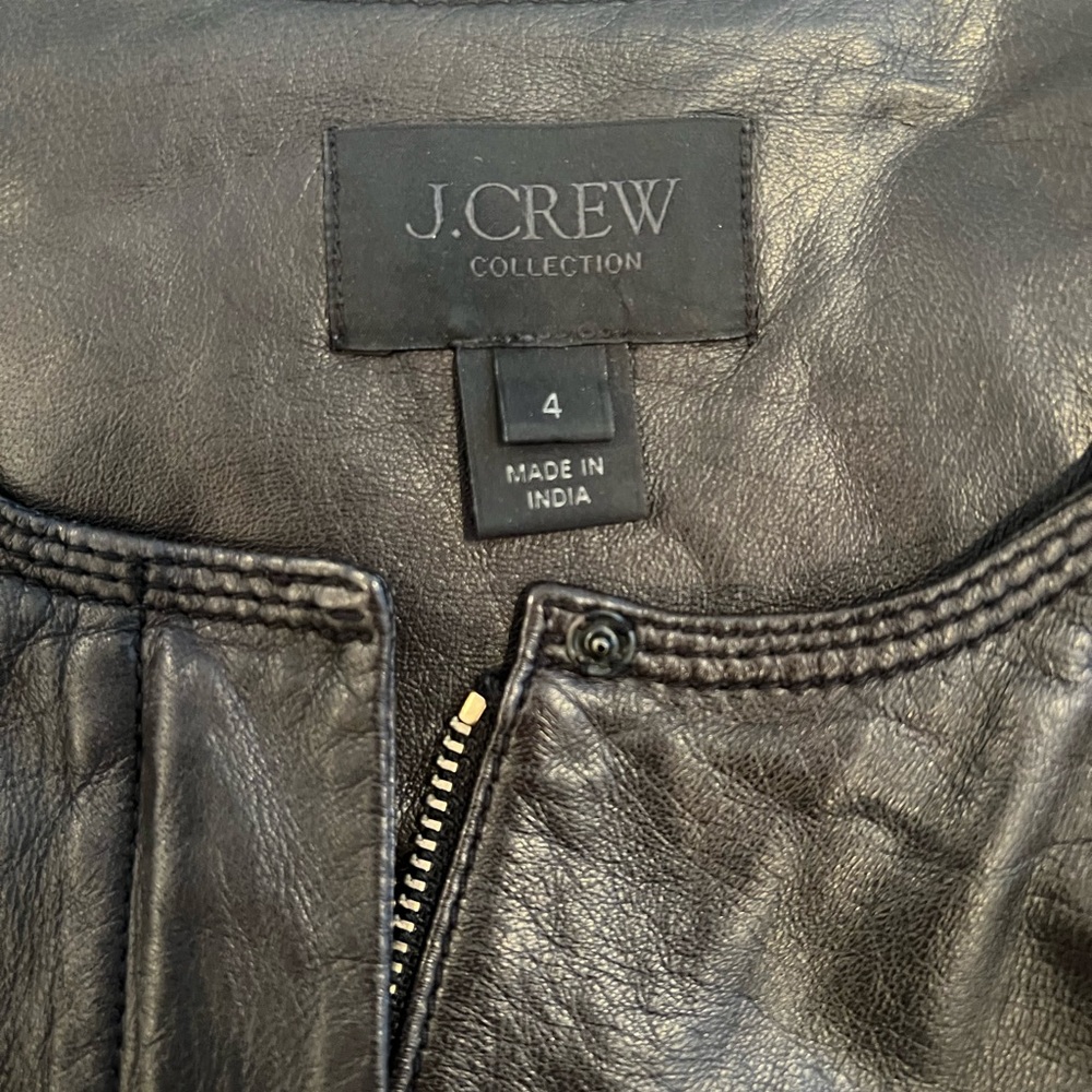 JCrew Collection | Black Leather Zip Front Shirt | | Size 4 | Like New - Picture 12 of 12
